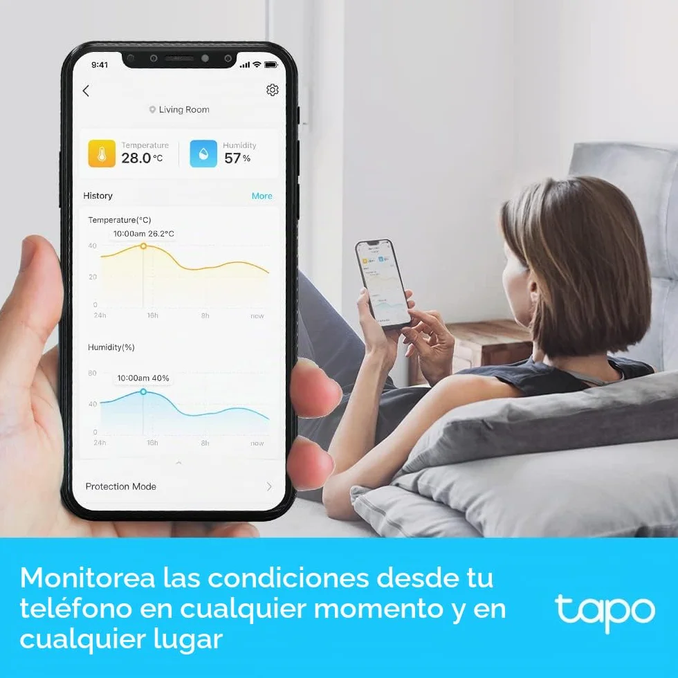 Tapo Termómetro inteligente WiFi higrómetro pantalla LCD batería incluida Alexa Google