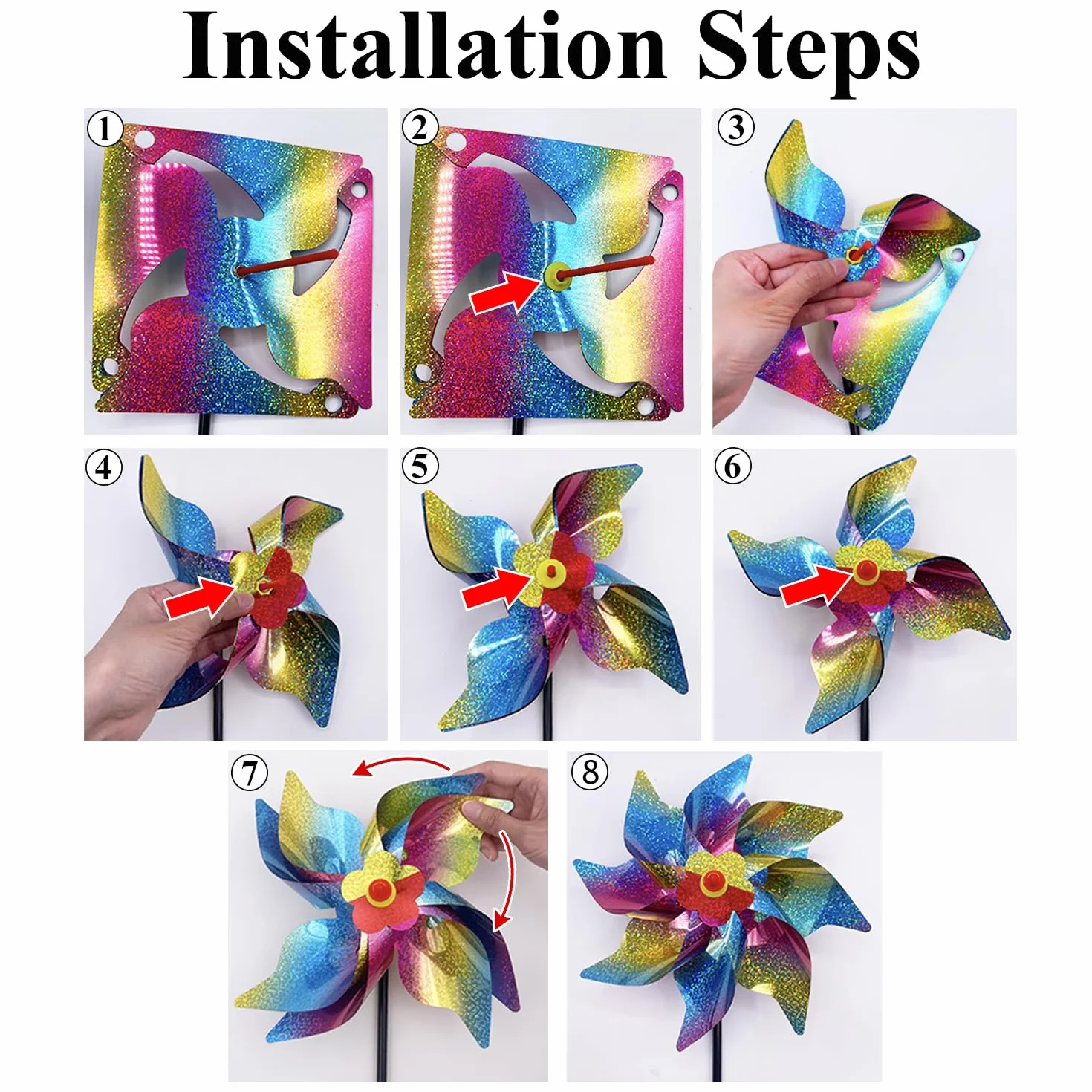 Molinillos de Viento Repelentes de Pájaros Reflectantes para Jardín, Patio, Balcón Decoración