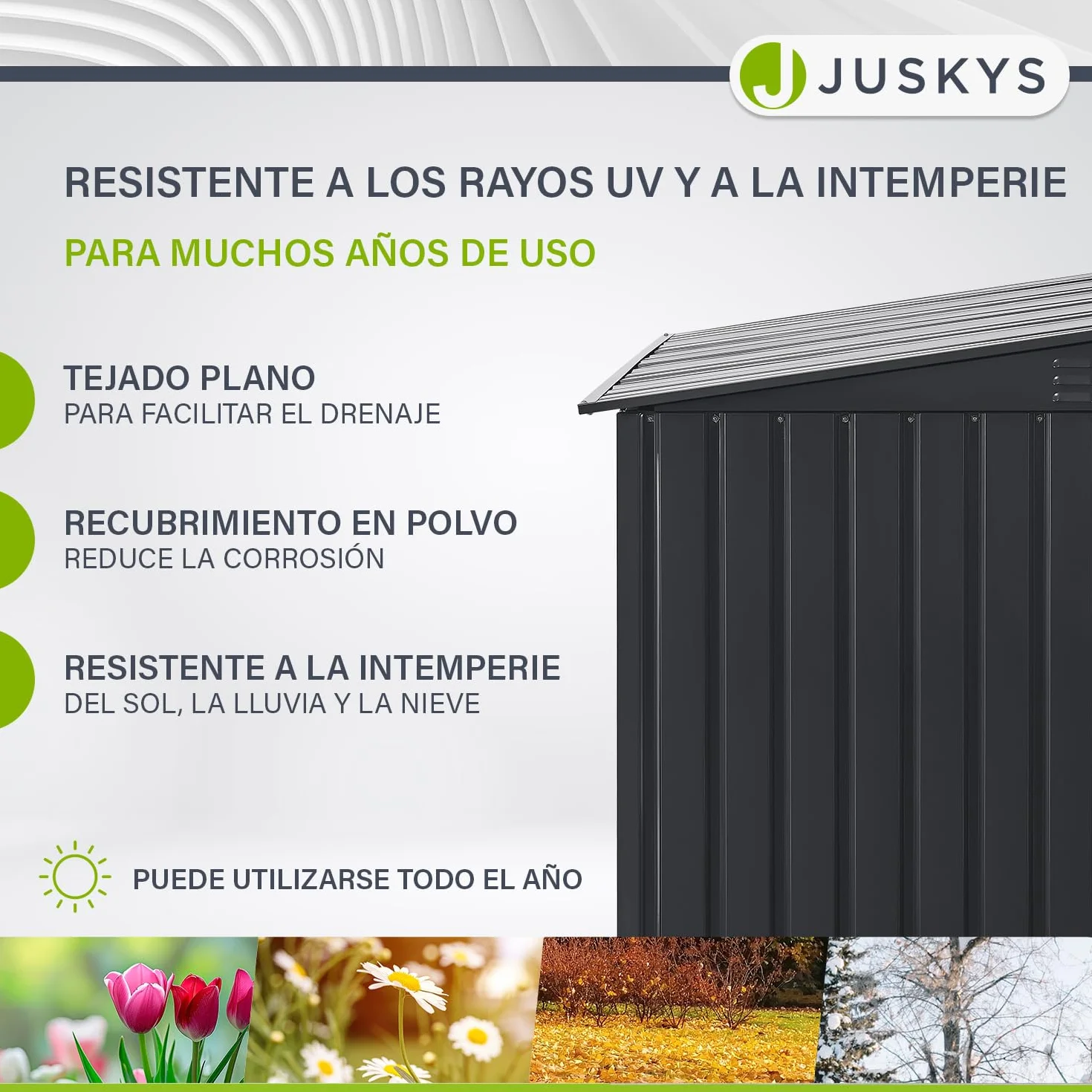 Juskys Cobertizo para Cubos de Basura Namur 3 x 120 litros 2 m² 2 Puertas Metal