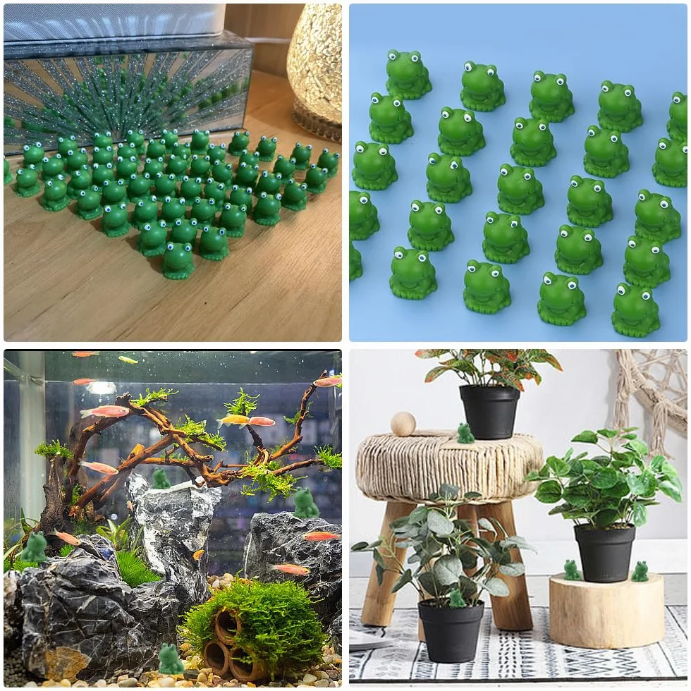 100 Piezas Figuras de Rana Pequeñas de Resina para Decoración de Jardín, Acuario y Macetas (Verde)