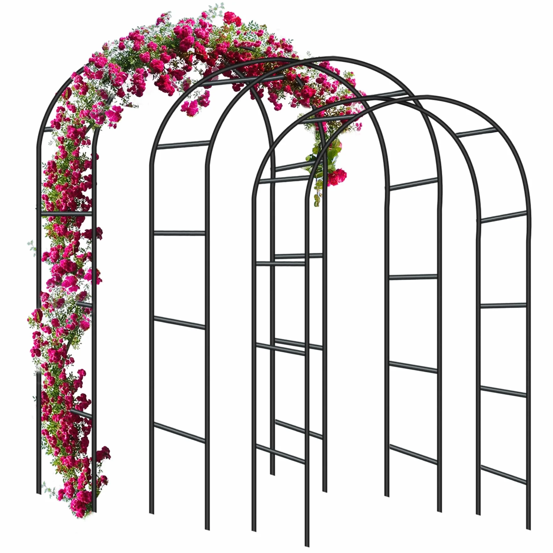 Forever Speed 3PCS Arco de Rosas Trepadoras,Decoracion Jardin Arco de Metal para Plantas Trepadoras 240 x 140 x 38 CM Negro