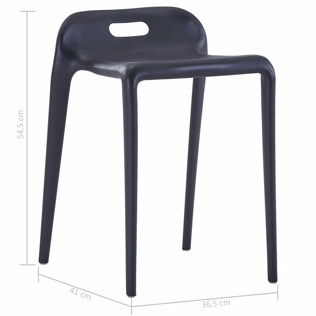 vidaXL 4 Taburetes Apilables Plástico Negros Mobiliario Hogar Terraza Jardín