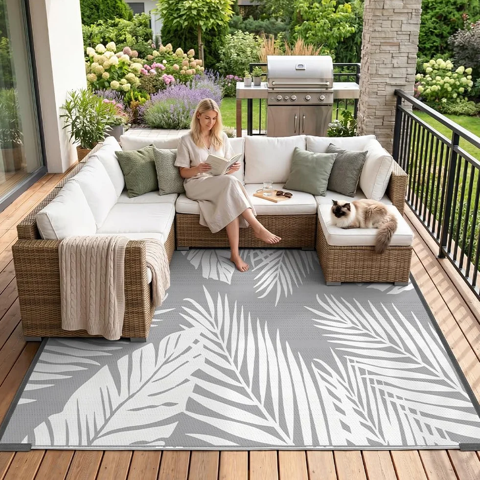 Alfombra Exterior Impermeable Reversible para Patio 150x240 cm AUAUY