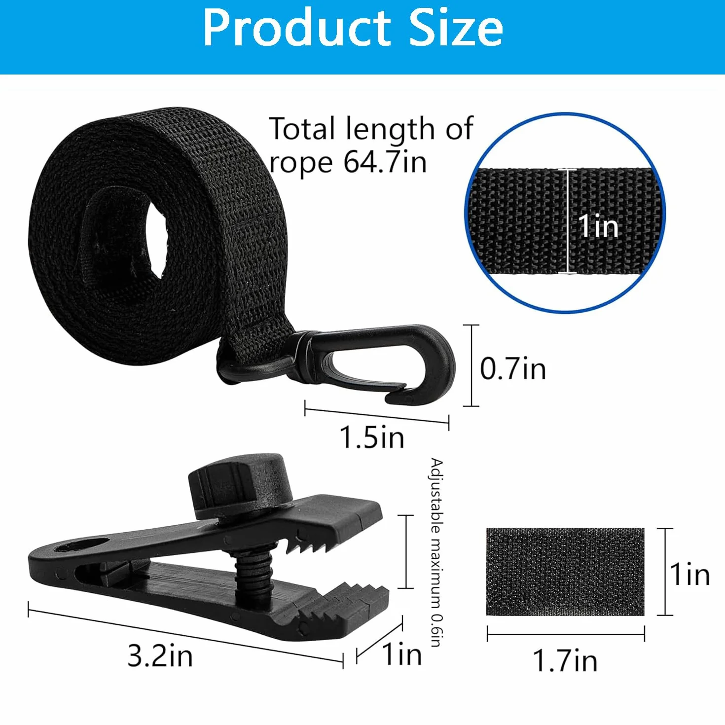 MEISO Enrollador de Piscina, Kit de Fijación con 8 Bandas y 8 Grapas para Cubierta Solar Universal