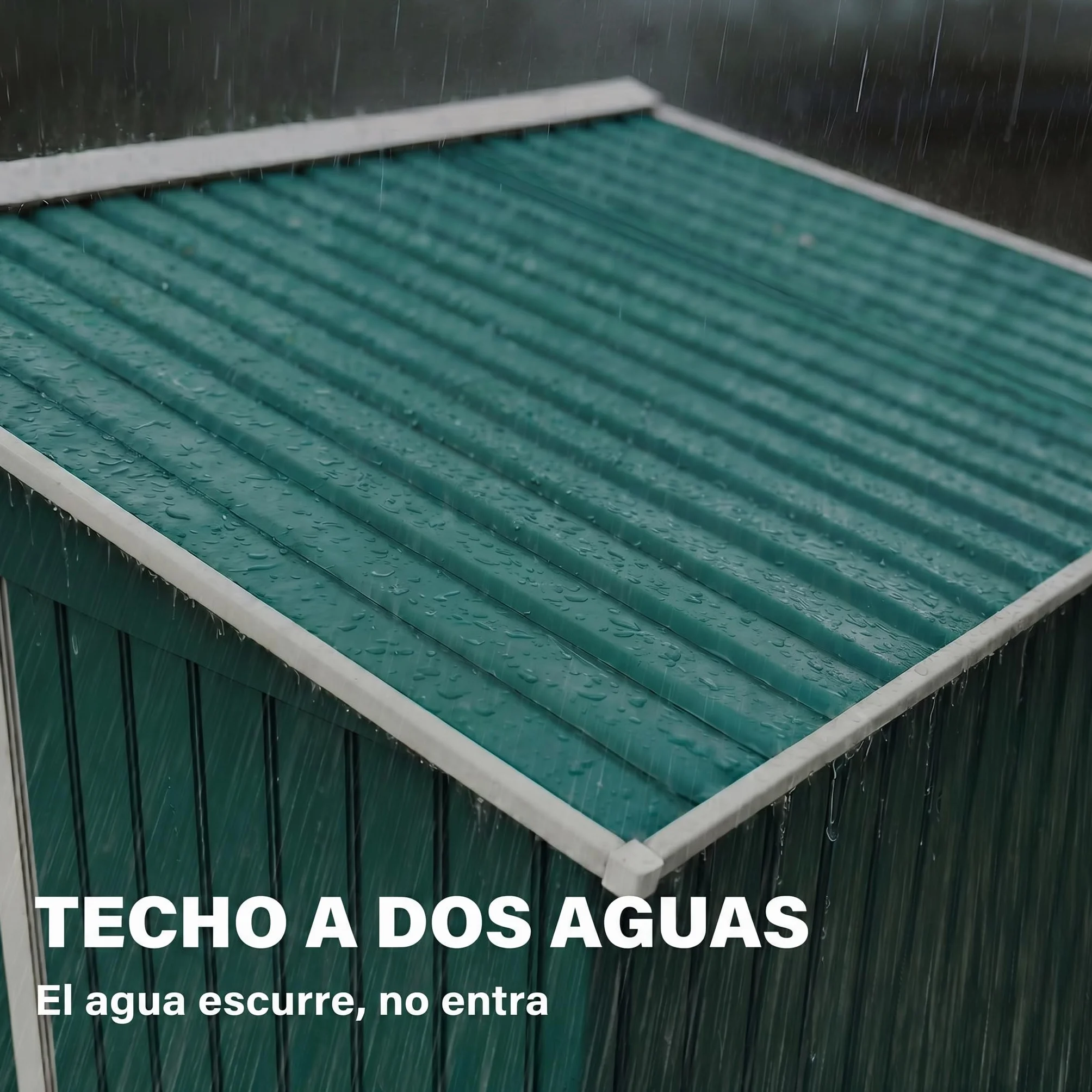 Outsunny Caseta de Jardín Exterior 4,9 m², 277x195x192 cm, Cobertizo Metálico con Puerta Corredera, Verde Oscuro