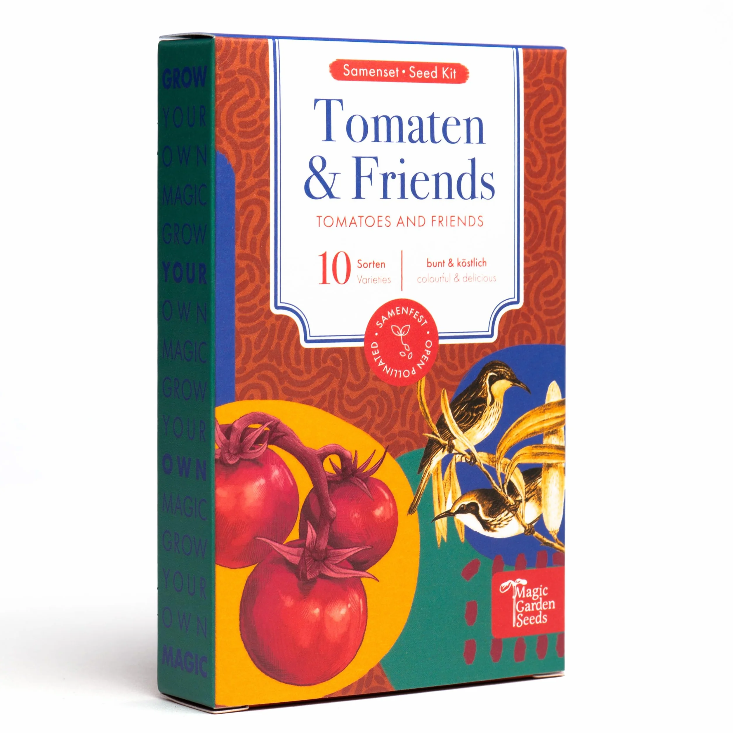 Tomates & Compañeros - 10 variedades de tomates y hierbas de polinización abierta - Kit de semillas para principiantes