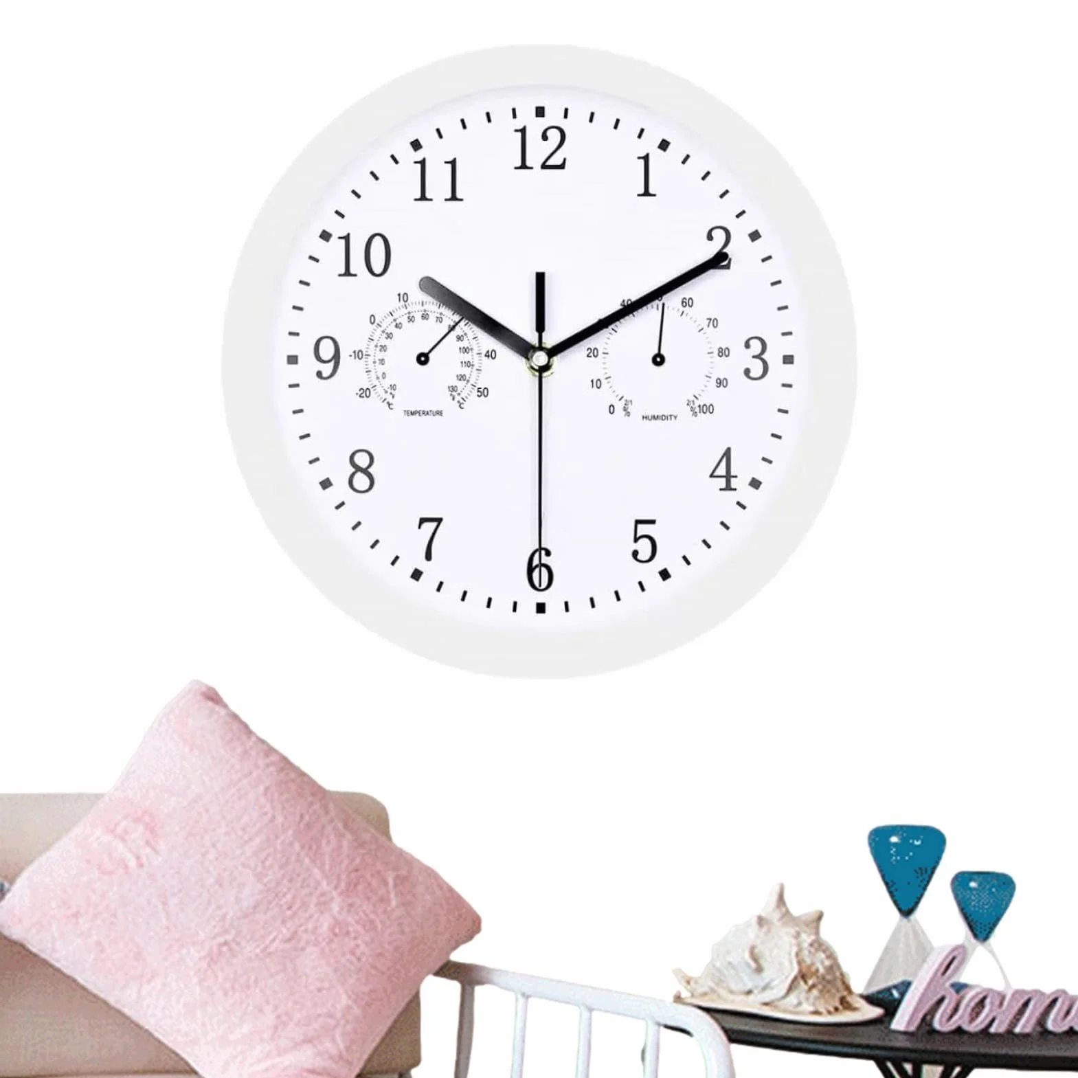 Reloj de pared exterior 10 pulgadas resistente a la intemperie con termómetro e higrómetro