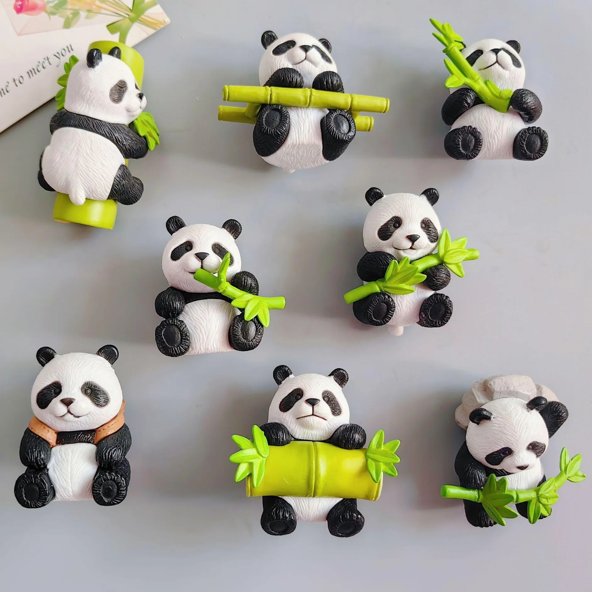 Resina Maciza Juego de 8 Figuras de Panda de Dibujos Animados Decoraciones para Tartas