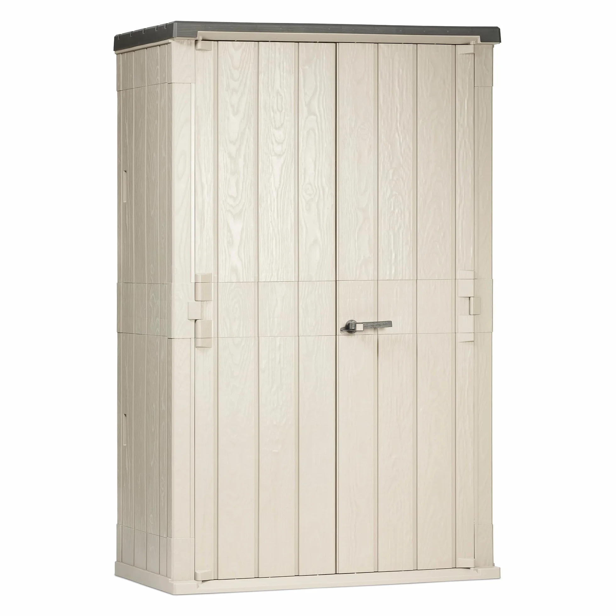 Toomax Baúl de Exterior para Herramientas 1670L Polipropileno Reciclado Efecto Madera Gris Topo Antracita
