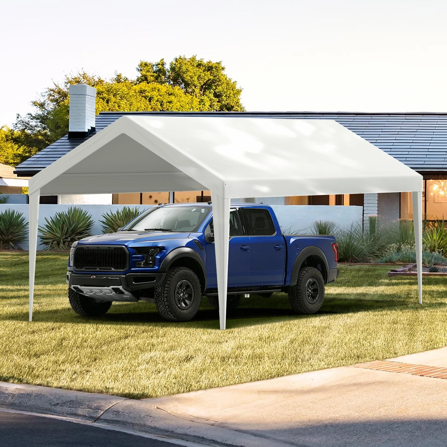 VEVOR Cubierta de Repuesto para Toldo de Cochera 6100 x 3040 x 850 mm, Resistente al Agua y Protección UV, Blanco