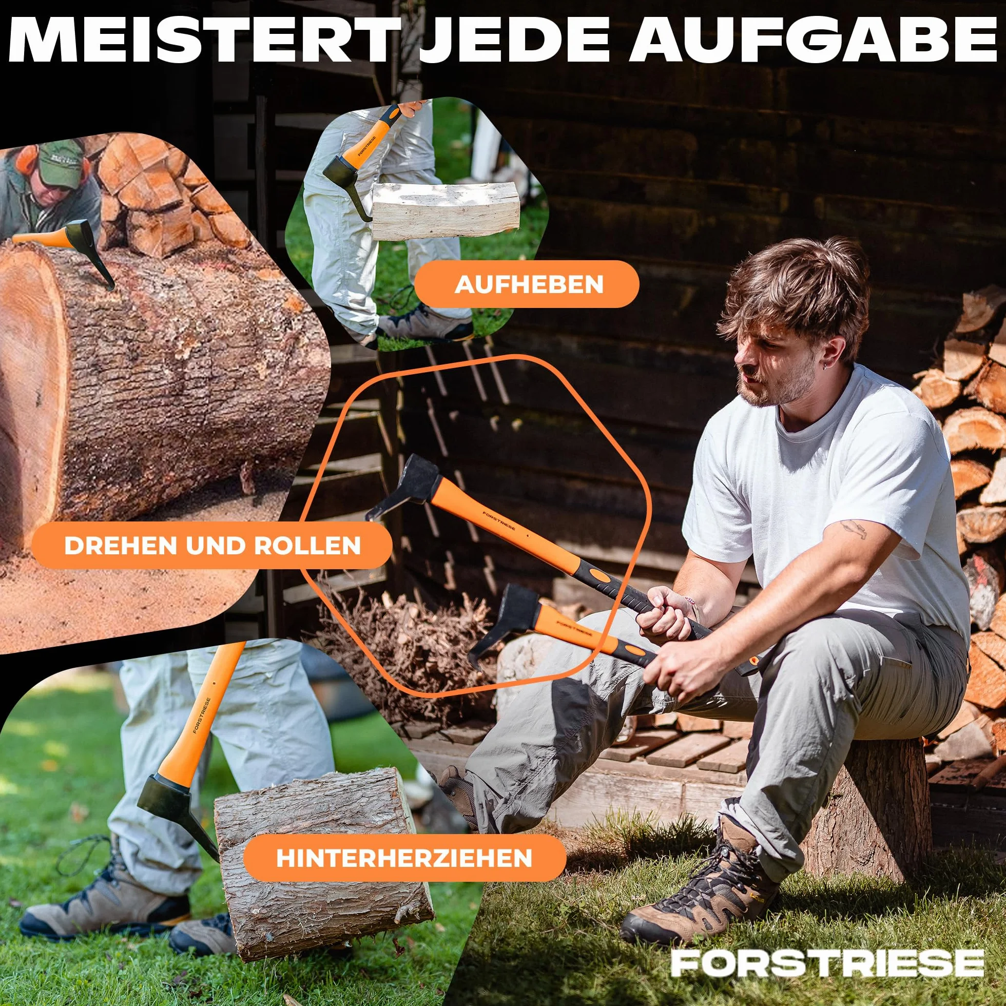 Sappie - Herramienta Forestal Sapie TX37 de 37 cm, Mango de plástico de Fibra de Vidrio inastillable, con Agarre ergonómico para un Agarre Seguro, Forst Zappi