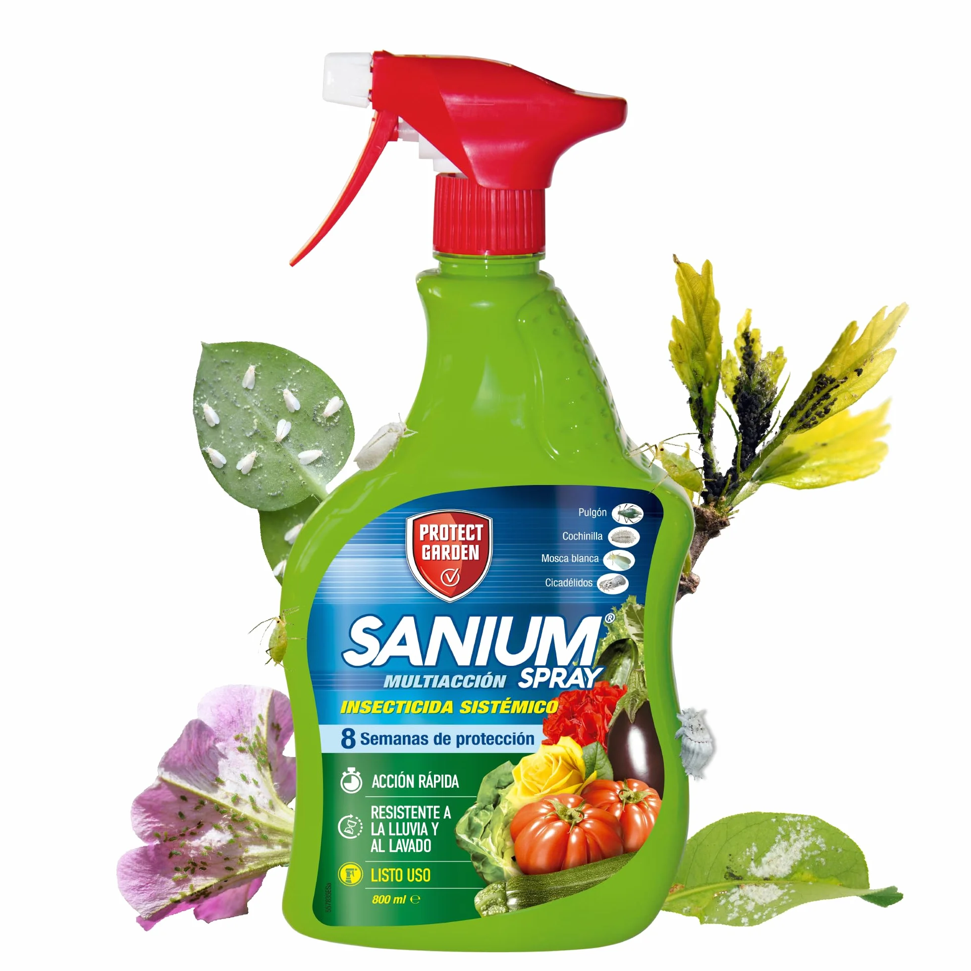 Spray Insecticida Sistémico 800 ml Protección contra Pulgones Cochinilla Mosca Blanca Cicadélidos Resistente Lluvia