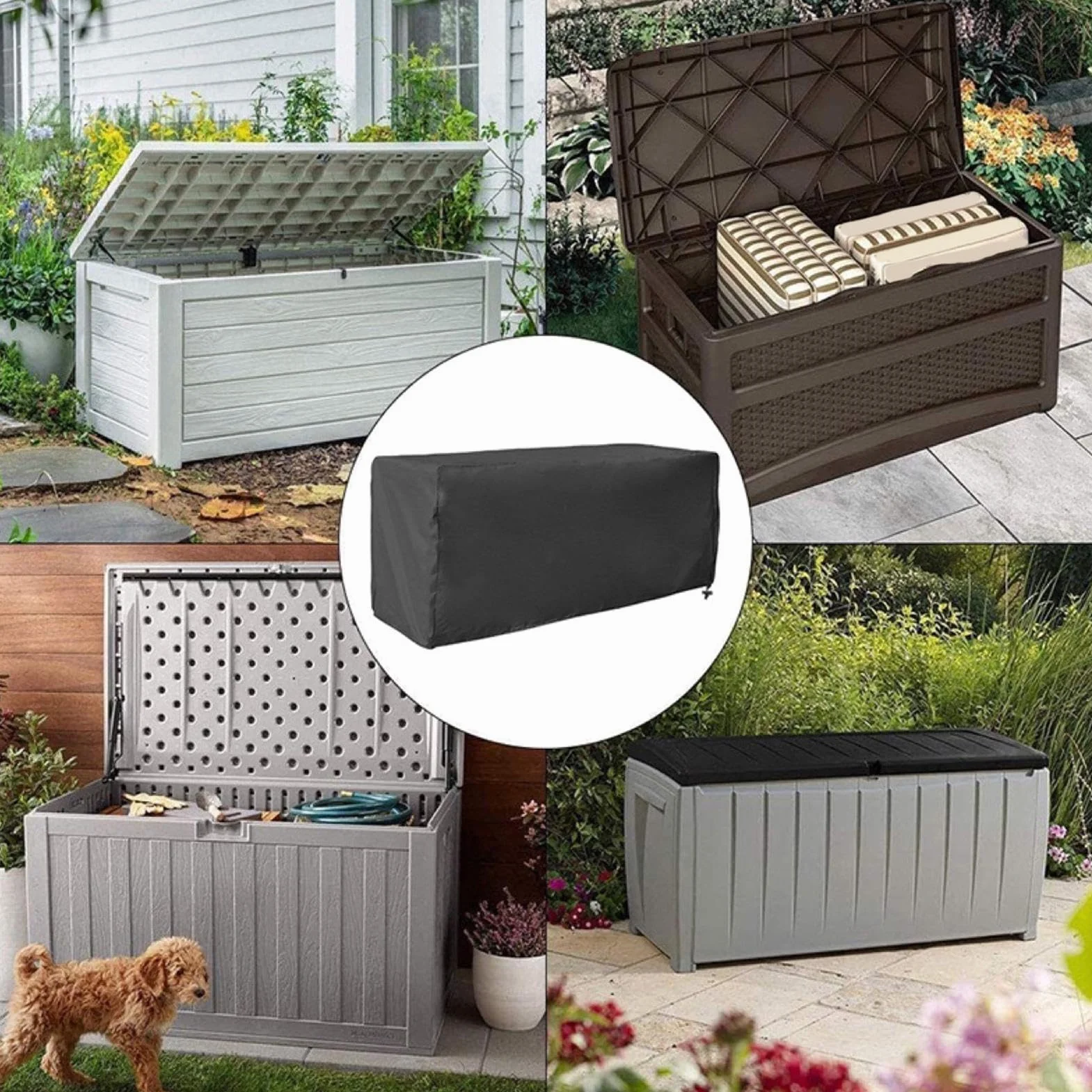 Generisch Baúl multiusos para jardín 100 cm resistente al agua UV 123 x 62 x 55 cm