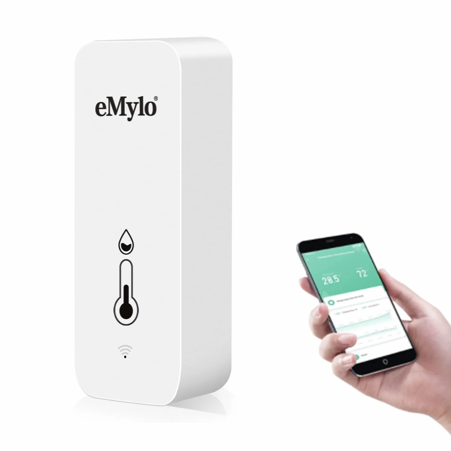 eMylo Termometro Humedad Interior WiFi, Higrometro Digital Sensor Temperatura con Monitor Remoto, APP Inteligente, funciona con Alexa/Google