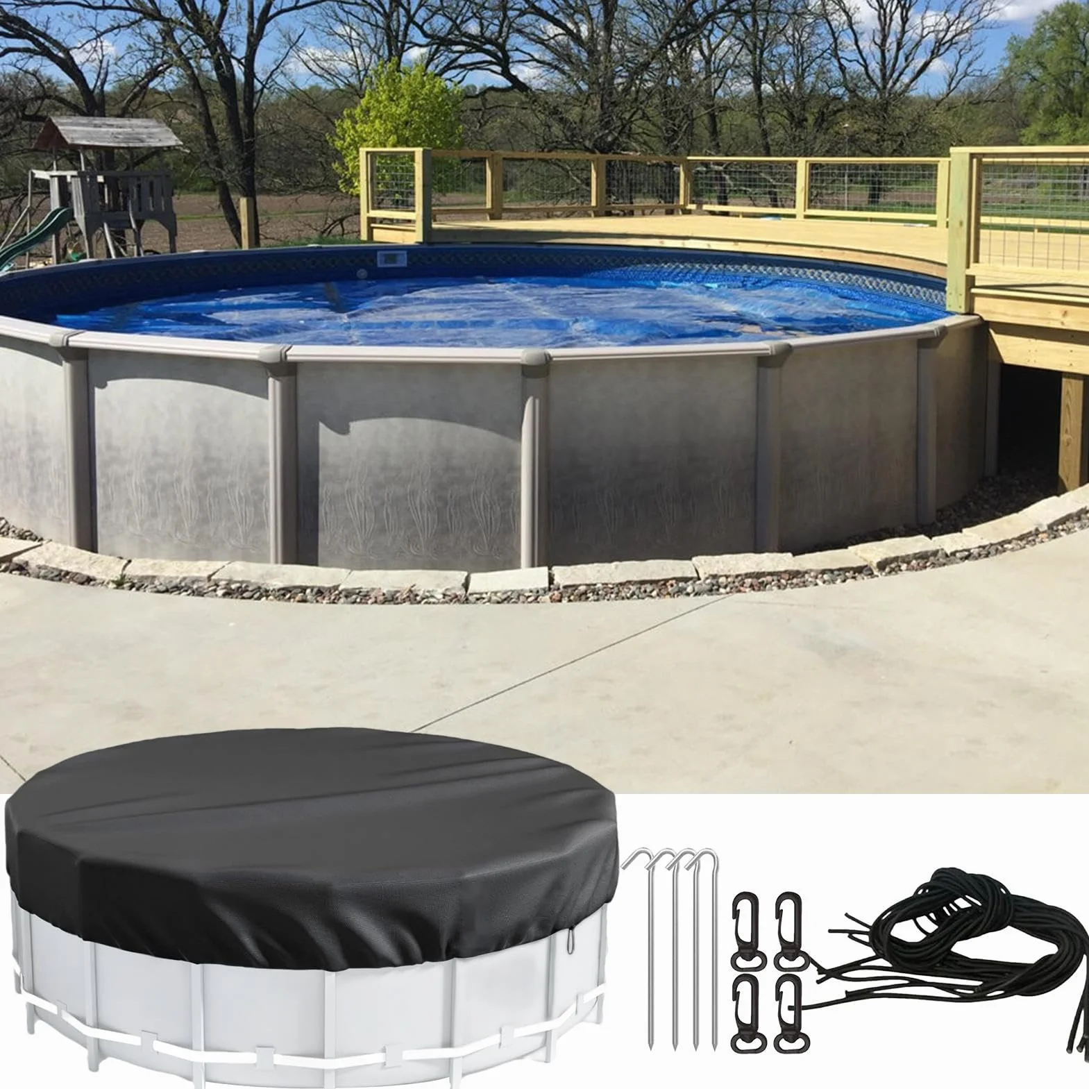 Lona para Piscina Redonda Alta Resistencia al Desgarro Protección UV Cubierta