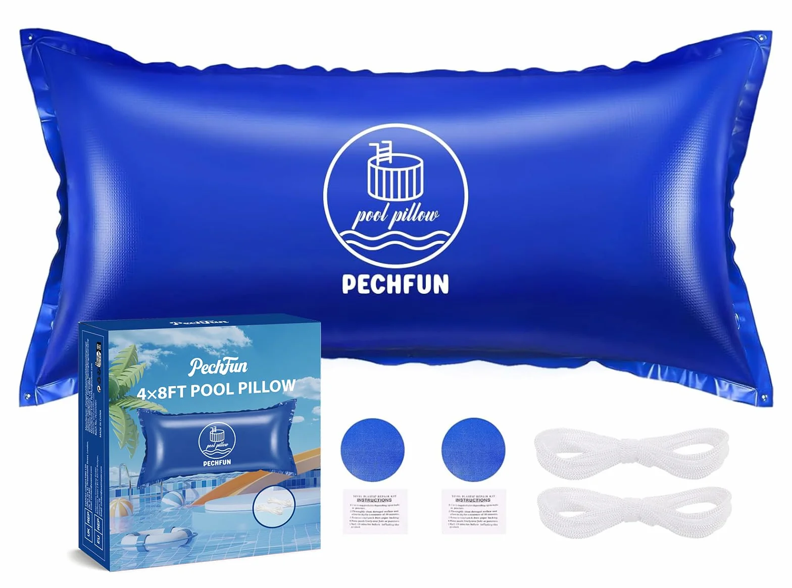 Cojín de Piscina de Invierno Rectangular Inflable Flotante 120 x 240 cm con Válvula de Seguridad