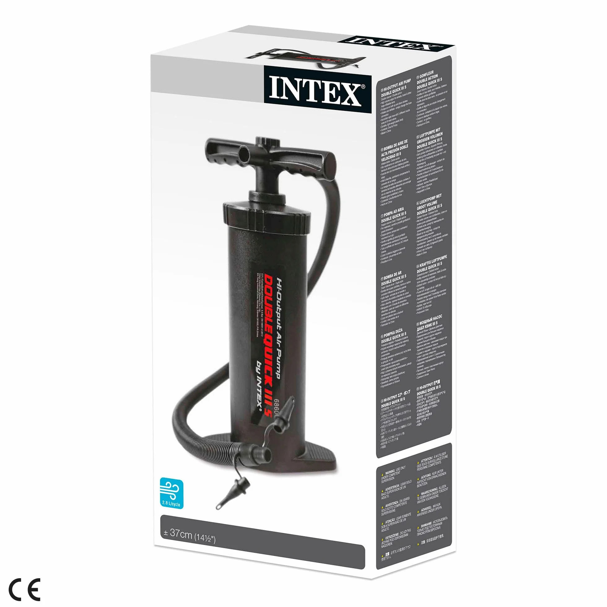 Intex 68614 Hinchador de Mano/pie de Doble Velocidad, 36 cm