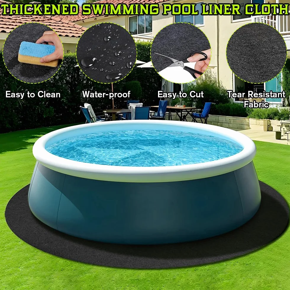 Base de Piscina Antideslizante Redonda Impermeable 370 cm Alfombra Suelo Plegable
