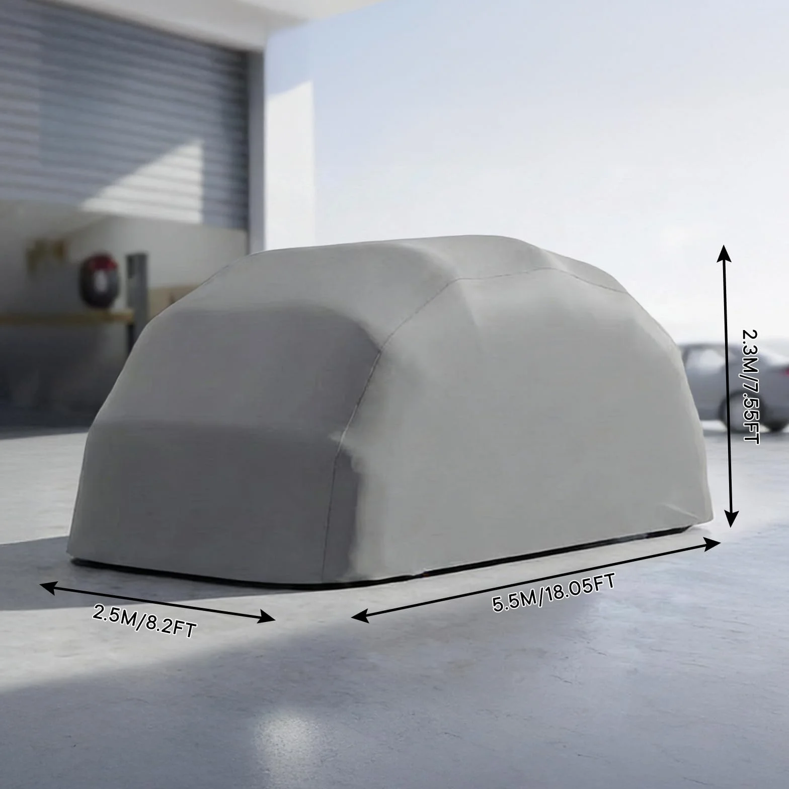 Cochera Plegable Móvil Semiautomática 18 pies Silver Anti-exposición con Cerradura