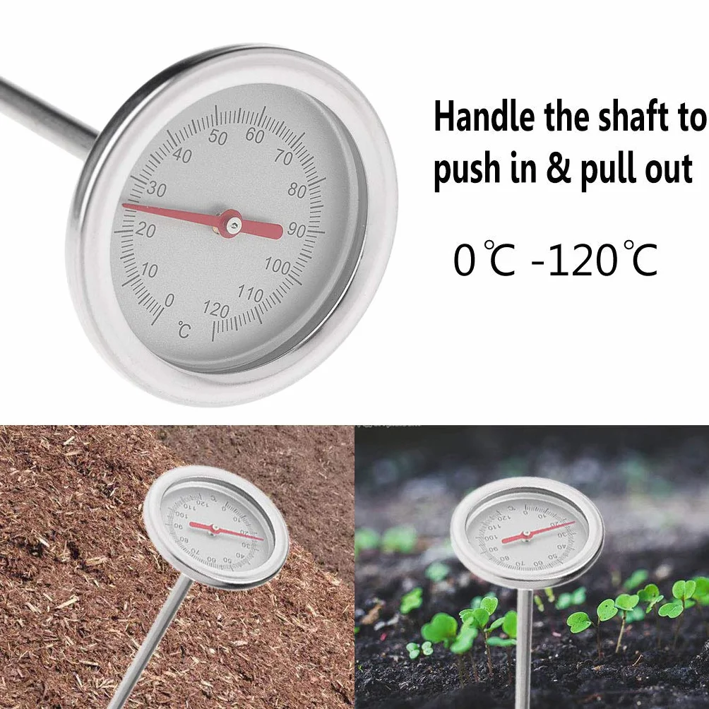 GUMEI Termómetro de Suelo Acero Inoxidable 50 cm 20-120 ℃ Compost Jardín