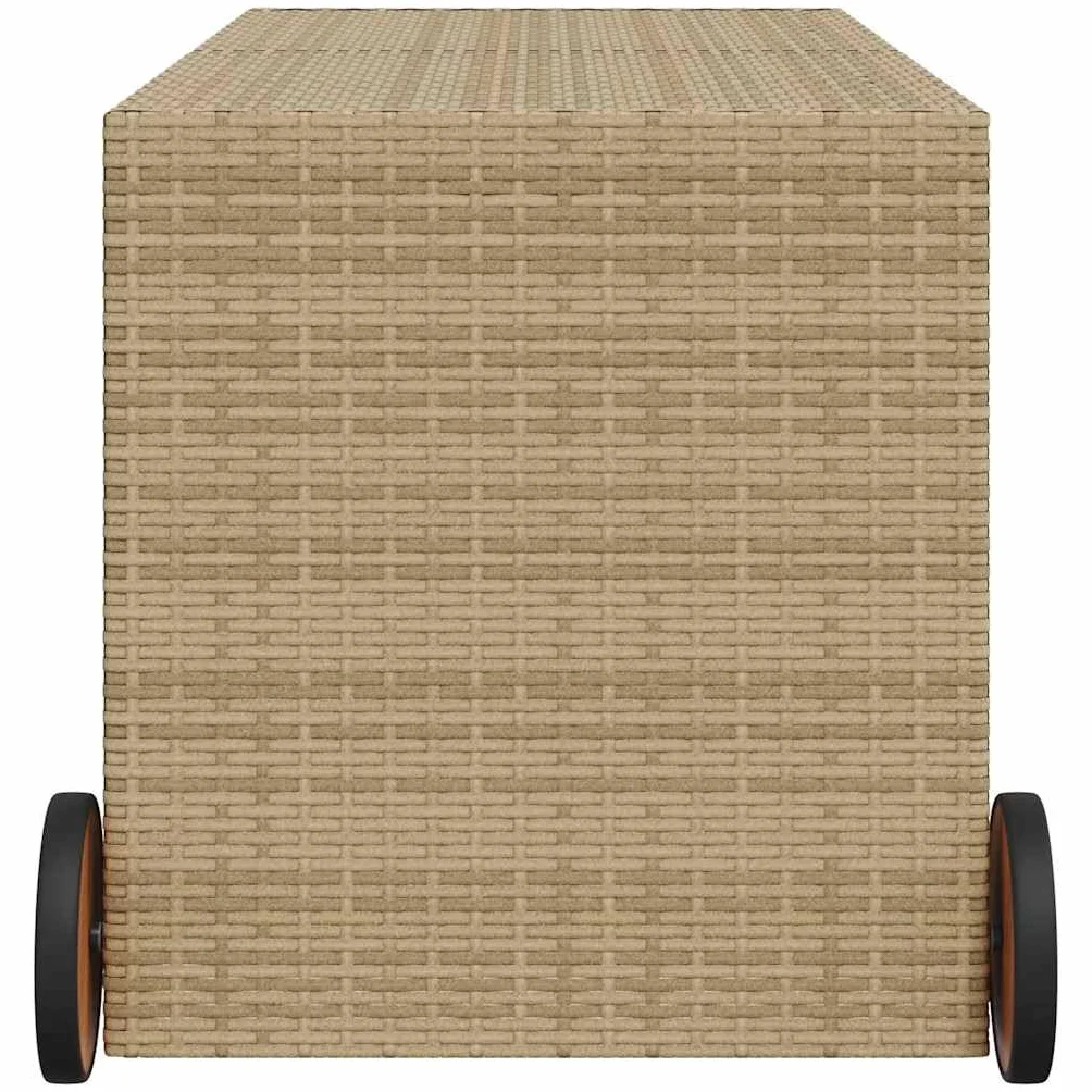 vidaXL Caja de Almacenaje de Jardín con Ruedas 283L Ratán PE Beige Mezcla