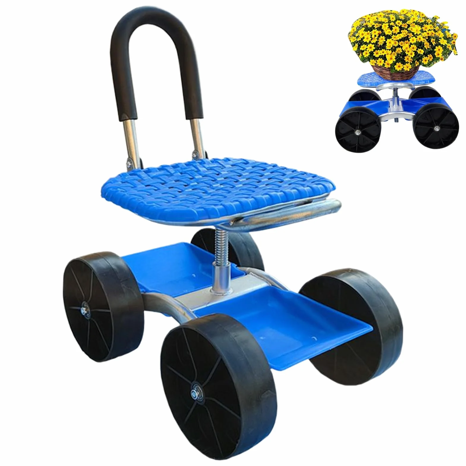 de jardín con asiento Silla giratoria 360 grados con ruedas | Taburete rodante para jardinería para exteriores jardín patio césped granja plantar desherbar personas mayores hombres