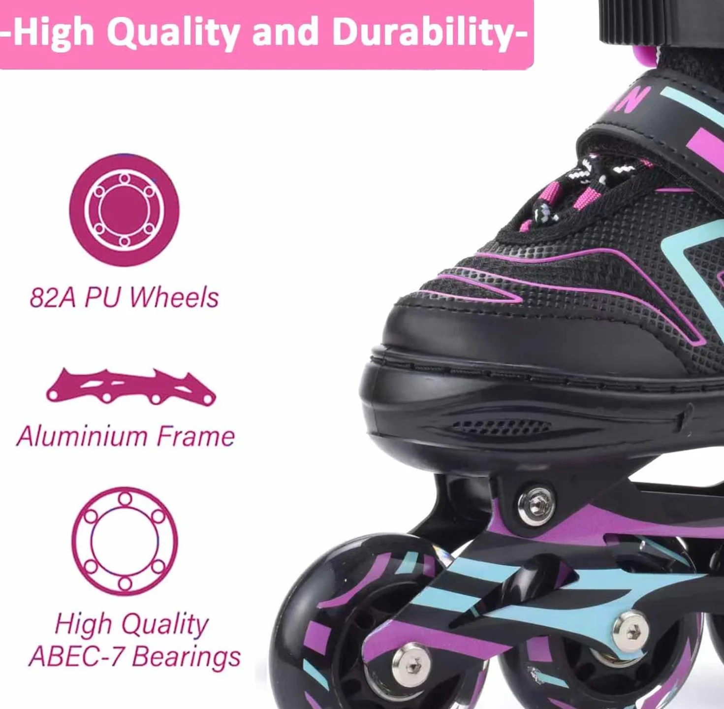 ERNAN Patines en línea Ajustables para niños y niñas con Ruedas de iluminación