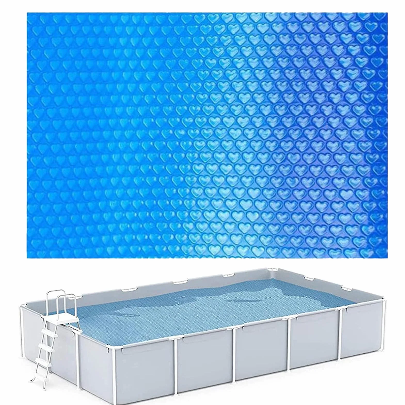 Cubierta Solar Piscina Rectangular 260x170cm Manta Térmica PE Anti-UV Impermeable