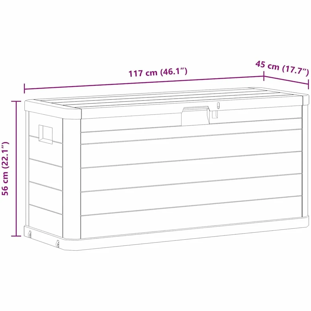 vidaXL Caja Almacenamiento Jardín 280 L Gris Claro
