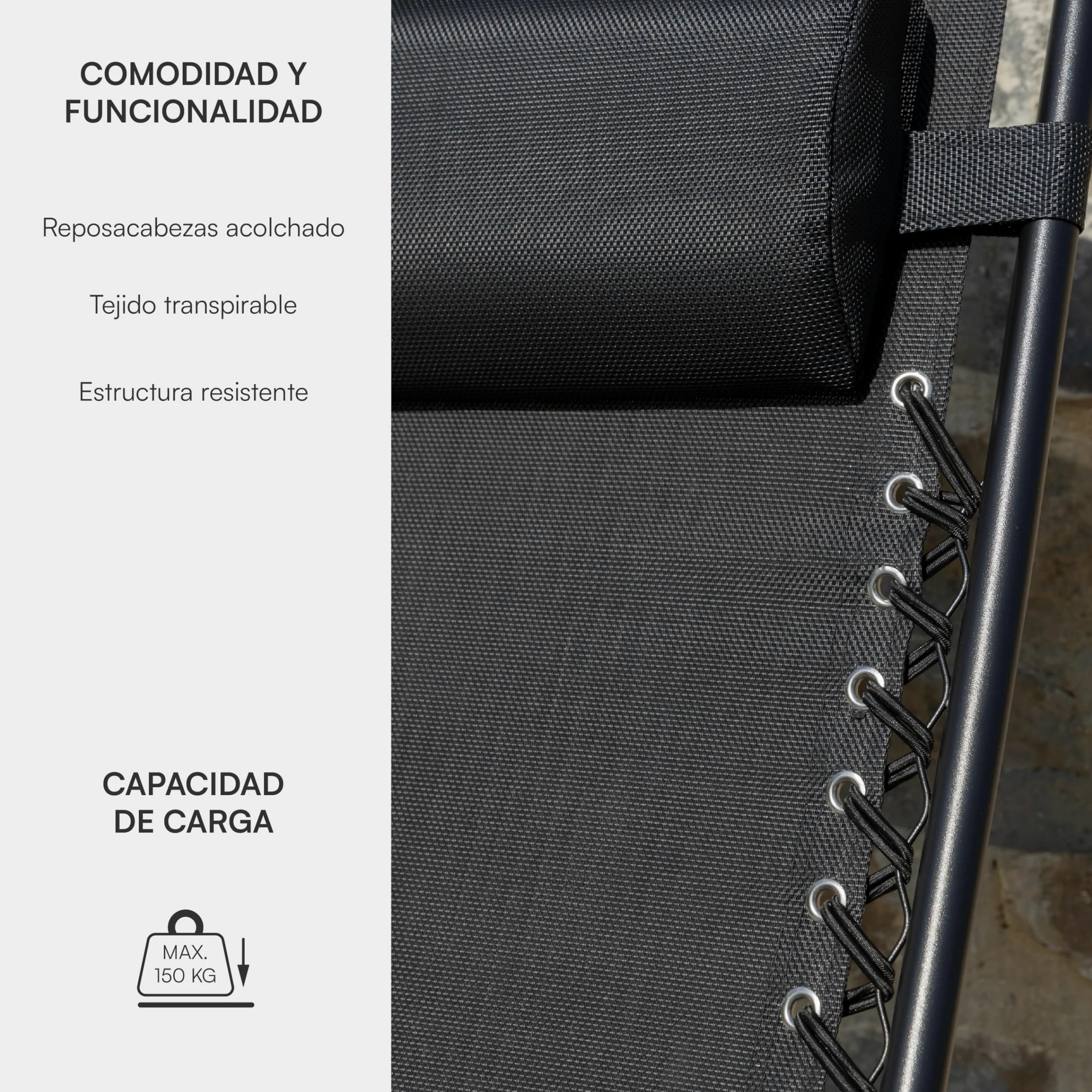 Baroni Home Tumbona Plegable y Reclinable para Jardín y Terraza, Silla Zero Gravity para Playa y Piscina, Tumbonas Relax Cómoda 165x65x113 cm, Gris Antracita