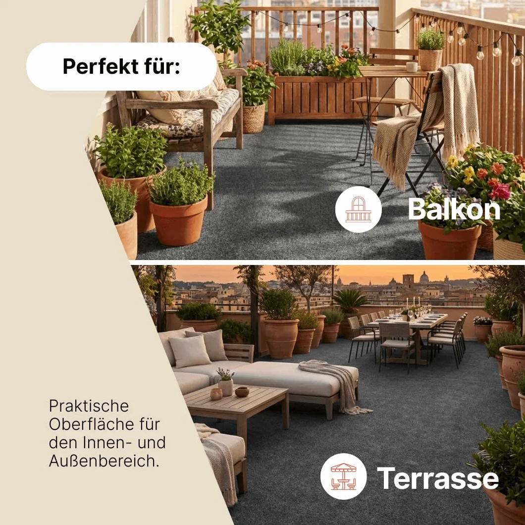 TAPISO Césped sintético Artificial para Exterior Antracita 2 mm 100 x 1200 cm