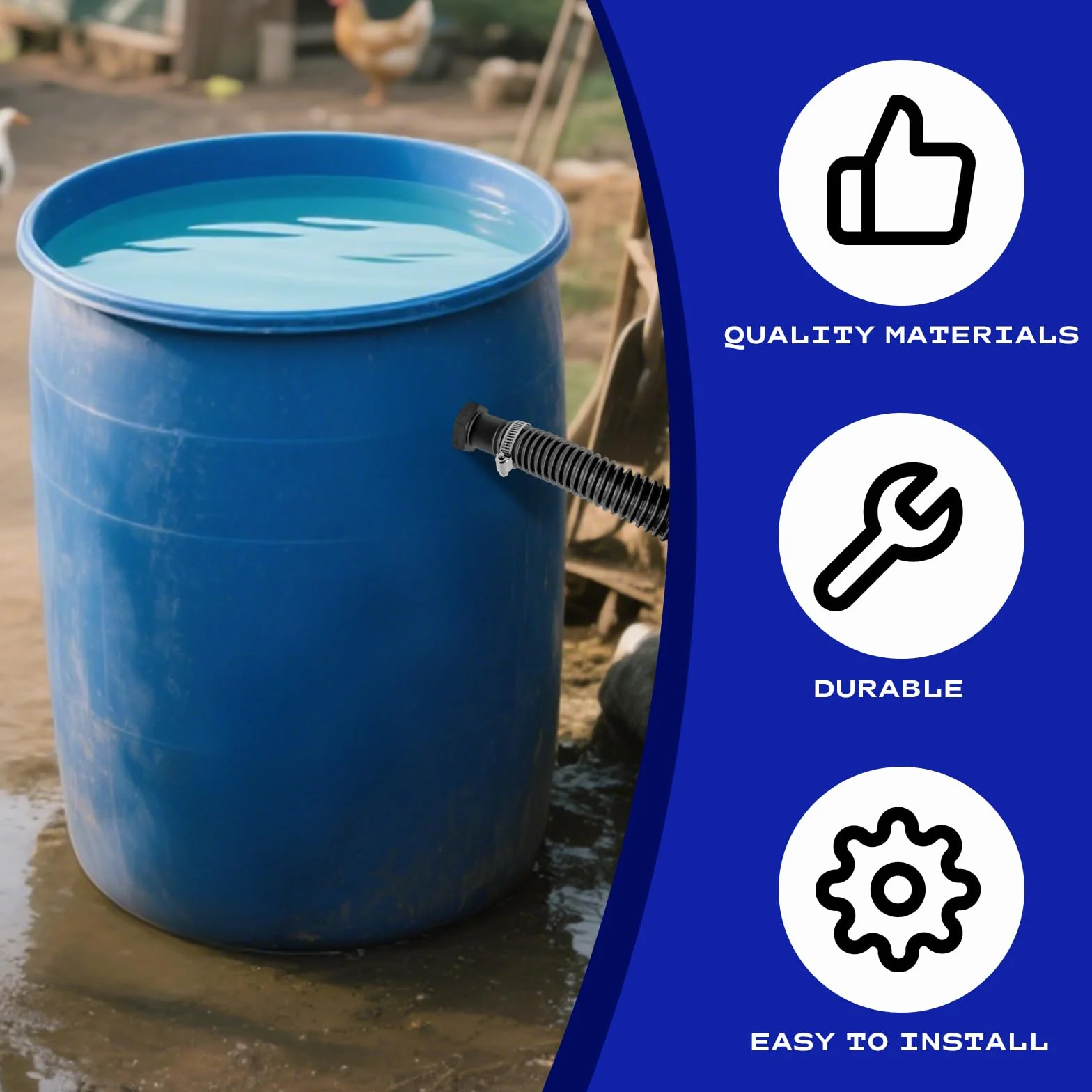 Kit de colectores para agua de lluvia, conector para bajera y cisterna con goma y junta