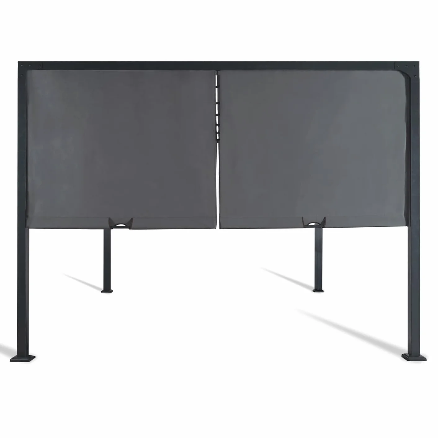 Pérgola cenador de jardín 3x4 m con 2 lonas deslizantes gris antracita