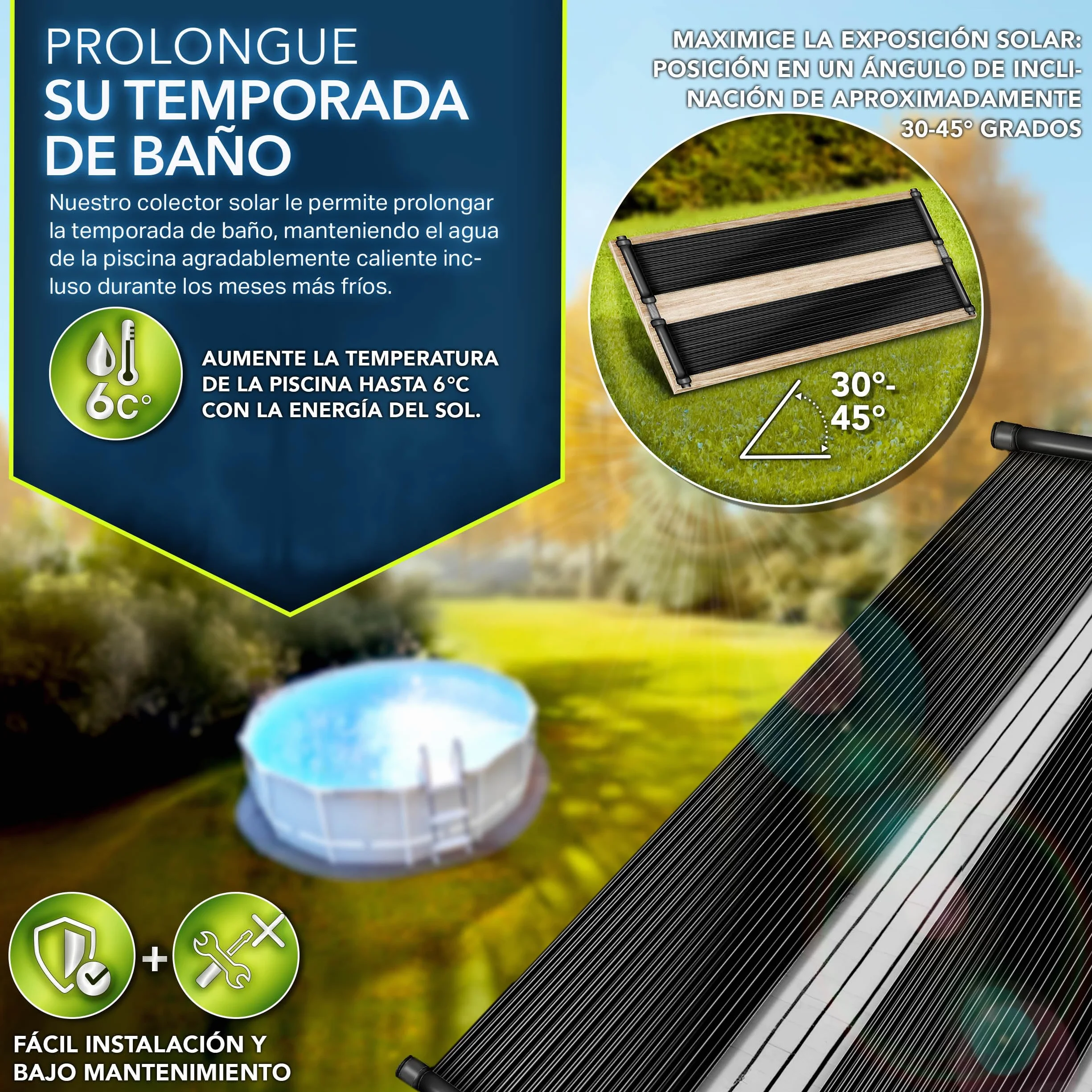 Tillvex Calefactor Solar para Piscina 76 x 300cm Panel Solar Calentador de Agua