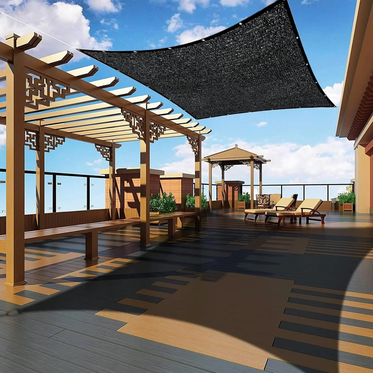 Malla de Sombra HDPE 80-95% UV con Ojales para Jardín Invernadero Pérgola