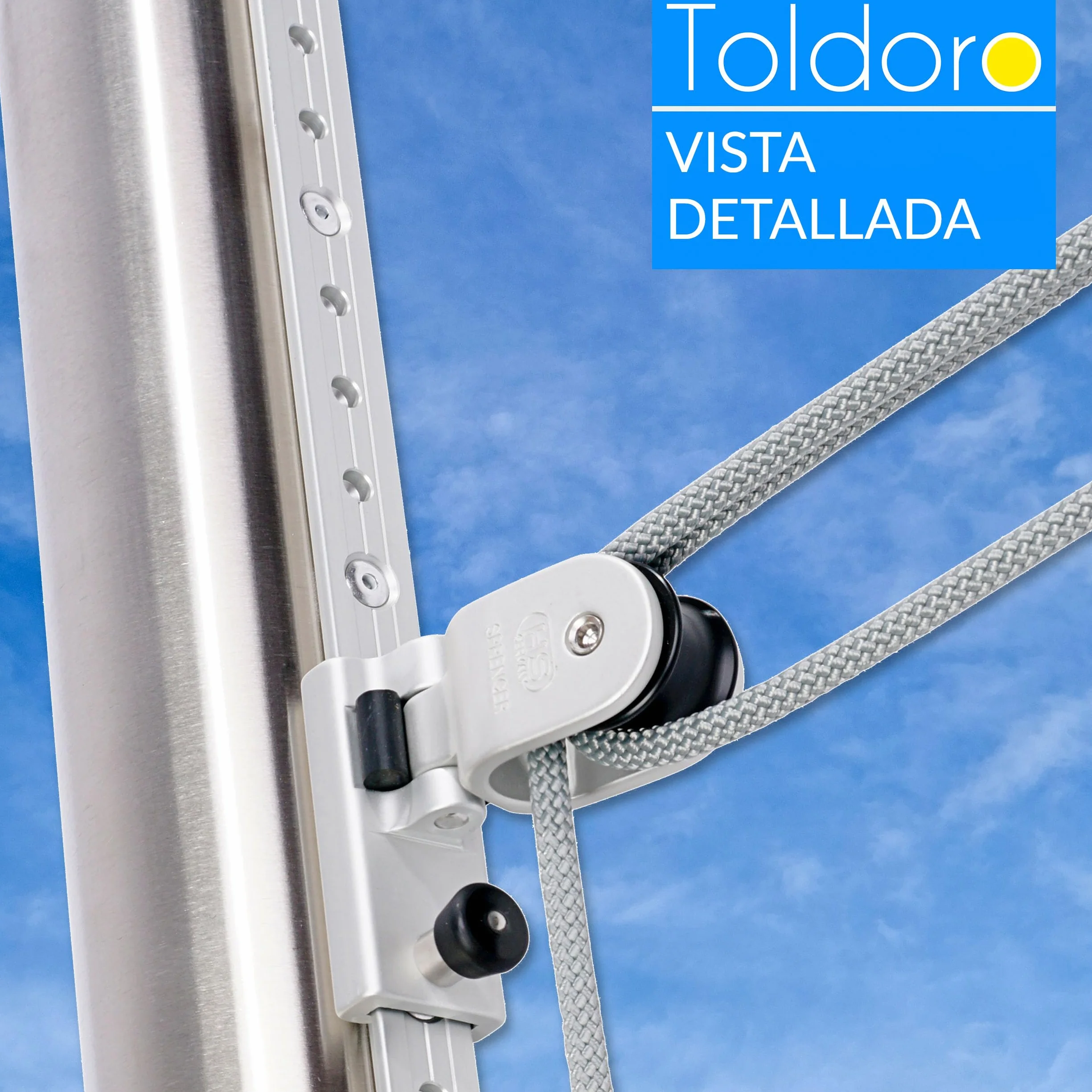 Toldoro® Set de ajuste de altura para toldos para postes, postes y postes de madera/toldo, polea de polea inoxidable y duradero