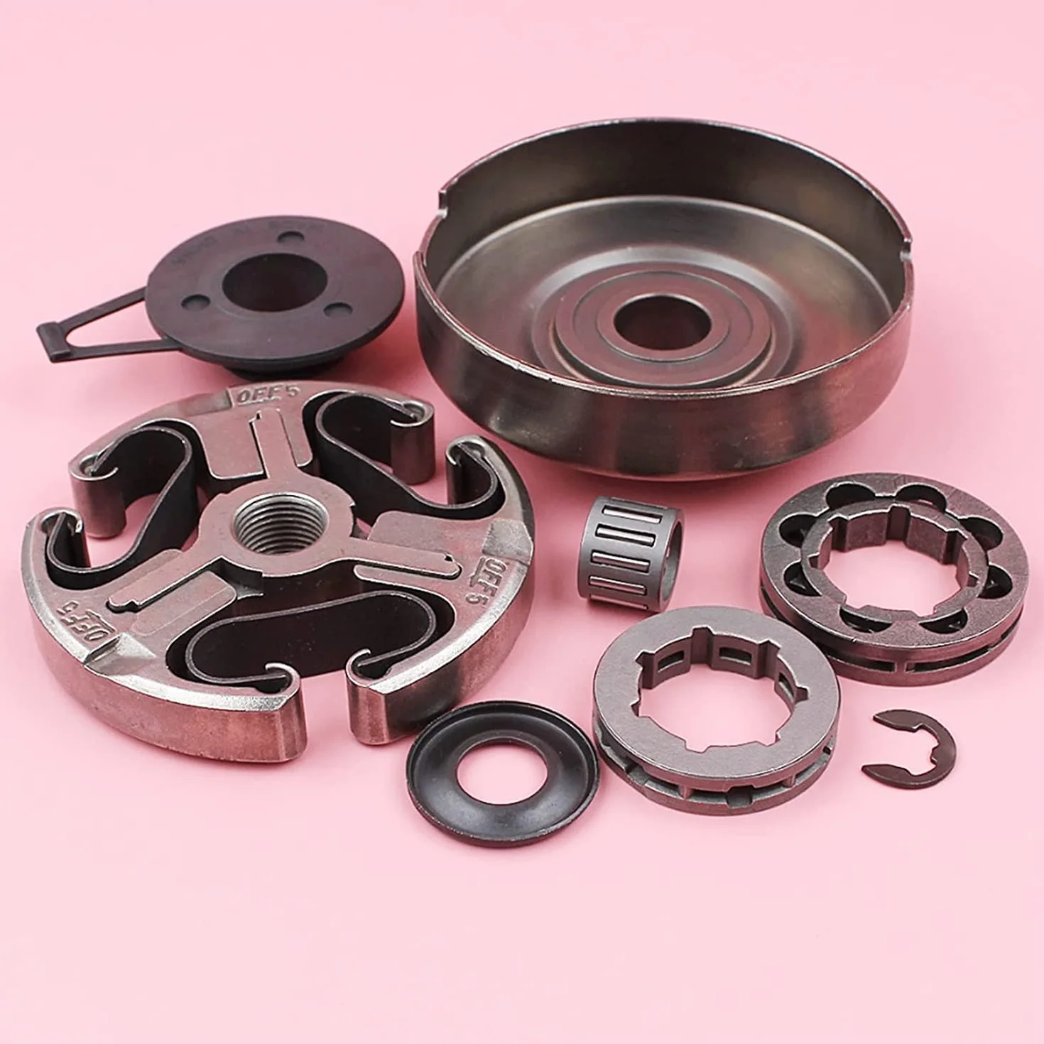 Conjunto de tambor de embrague apto para Husqvarna 365 362 371 372 motosierra pieza de repuesto piñón llanta engranaje gusano arandela clip kit cojinete de aguja motosierra embrague tambor