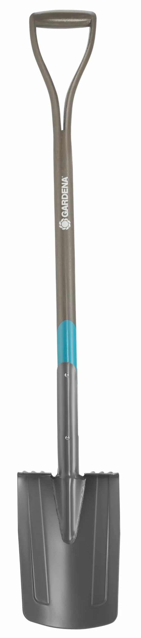 Gardena Pala de Punta de Acero para Jardín, con Pisador y Mango Ergonómico, Negro/Antracita/Turquesa