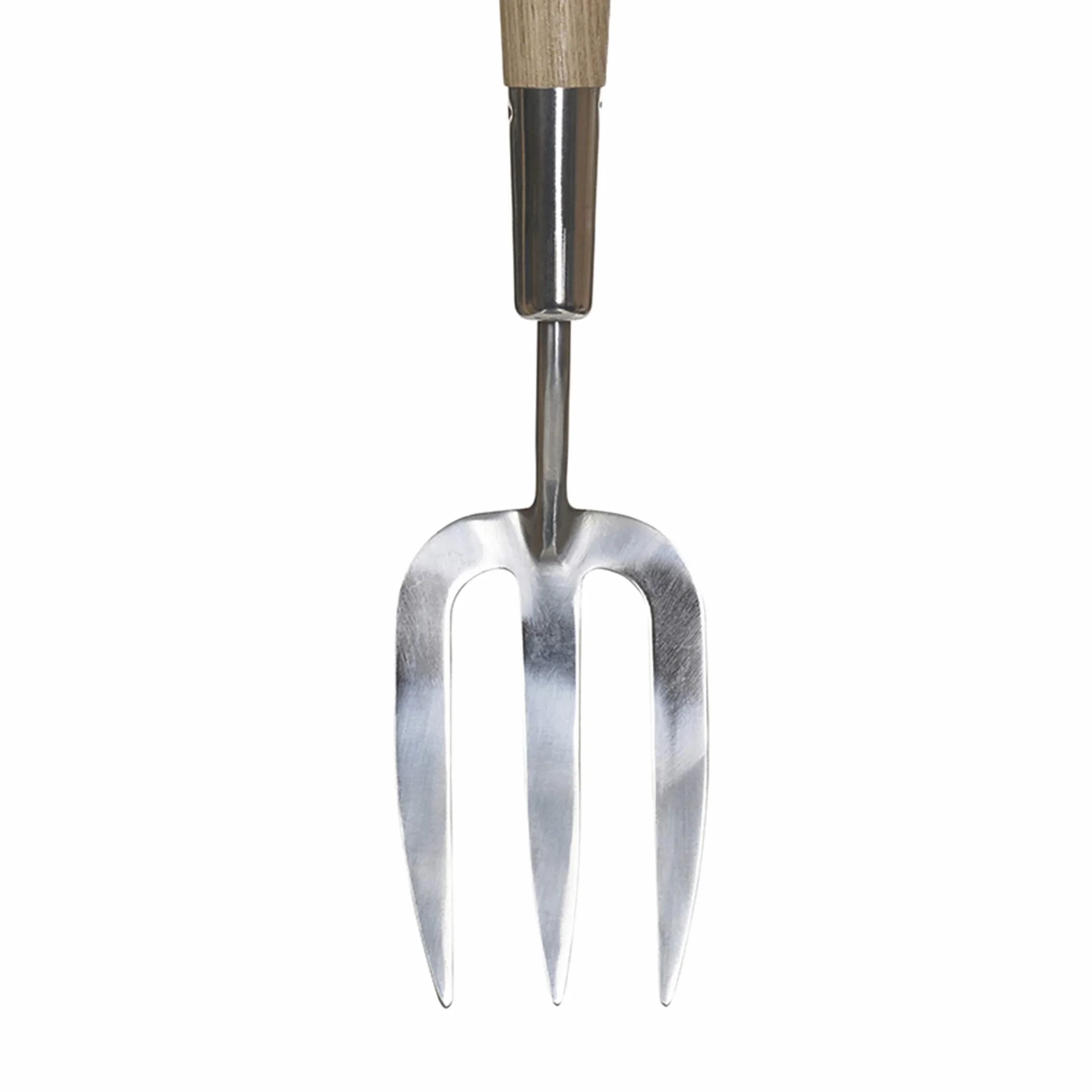 Kent & Stowe Horca Larga de Jardinería – Horquilla de Acero Inoxidable para Plantar, Mango Largo de Madera de Fresno, 58.5 cm