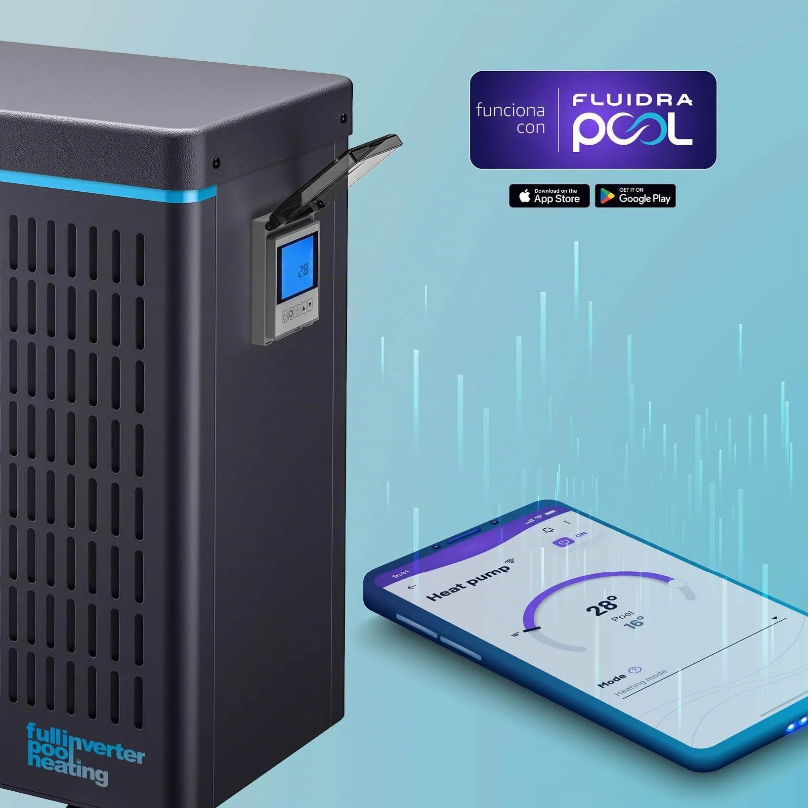 Bomba de Calor Full Inverter para Piscinas hasta 30 m3 con Fluidra App