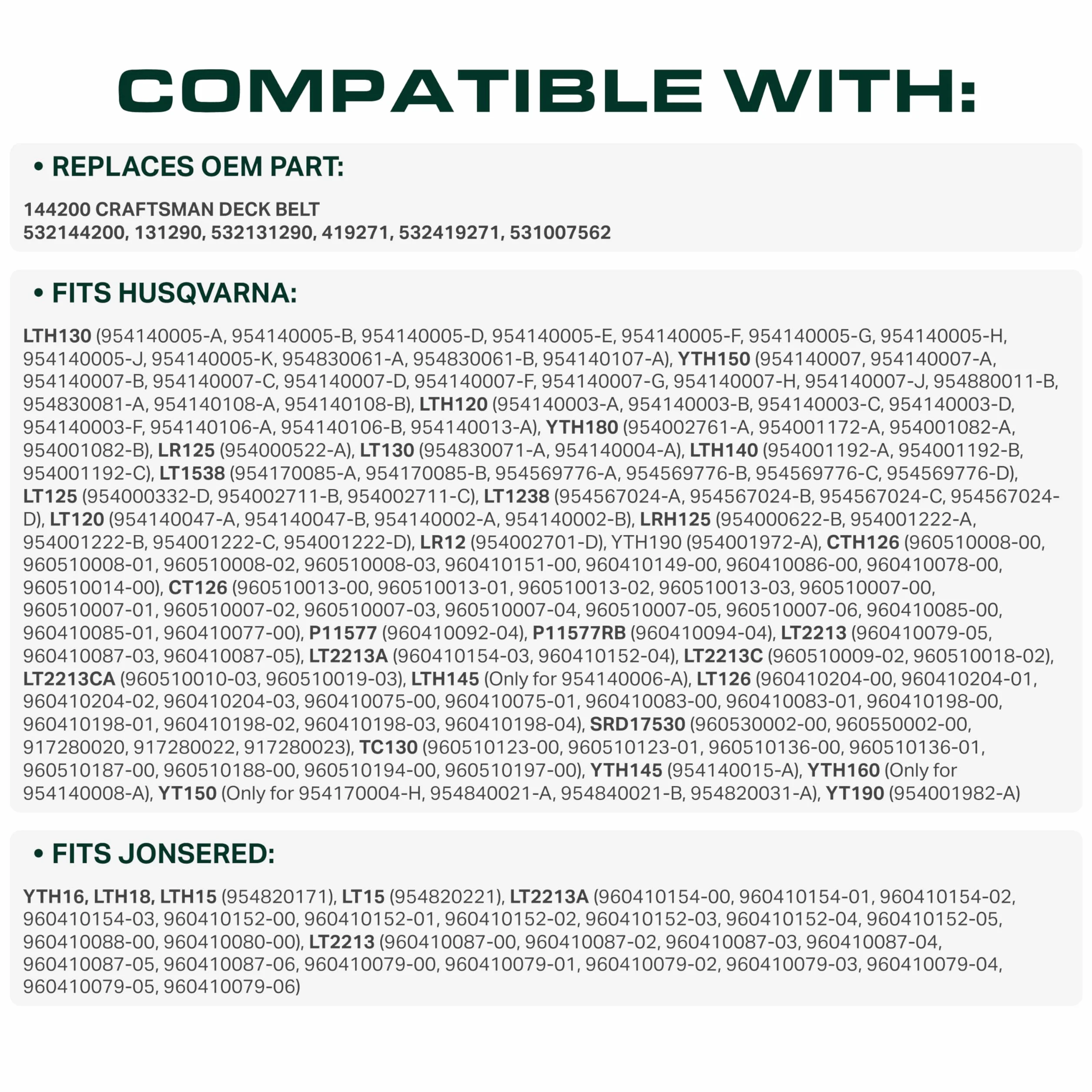 UDC Parts 144200 - Correa de transmisión para cortacésped (224,5 cm)
