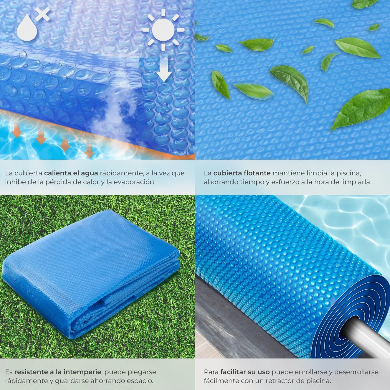 Tectake Manta Solar Piscina Redonda 381x381 cm Azul 110 µm Calentar Agua