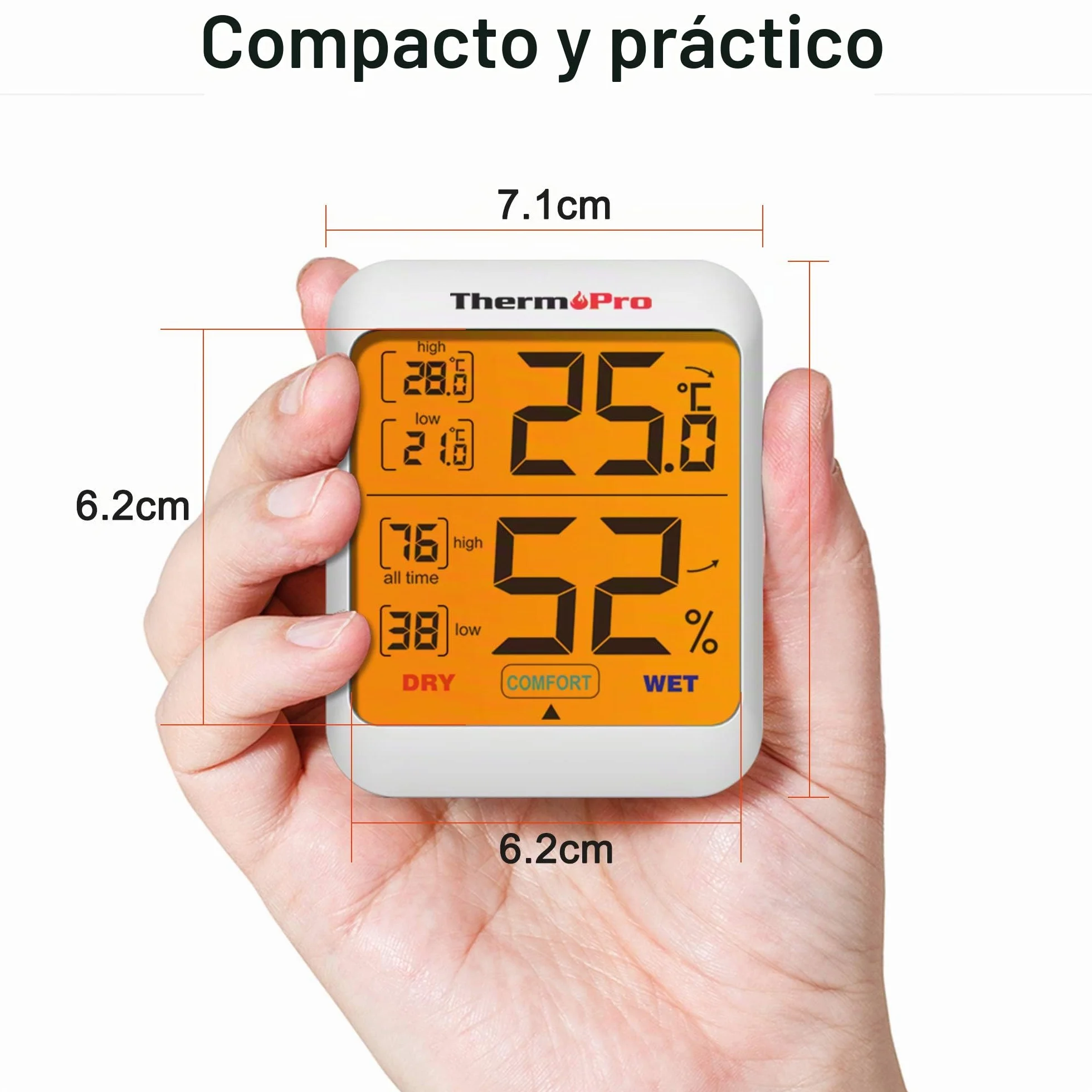ThermoPro TP53 Termómetro Higrómetro Digital de Interior con Retroiluminación Táctil