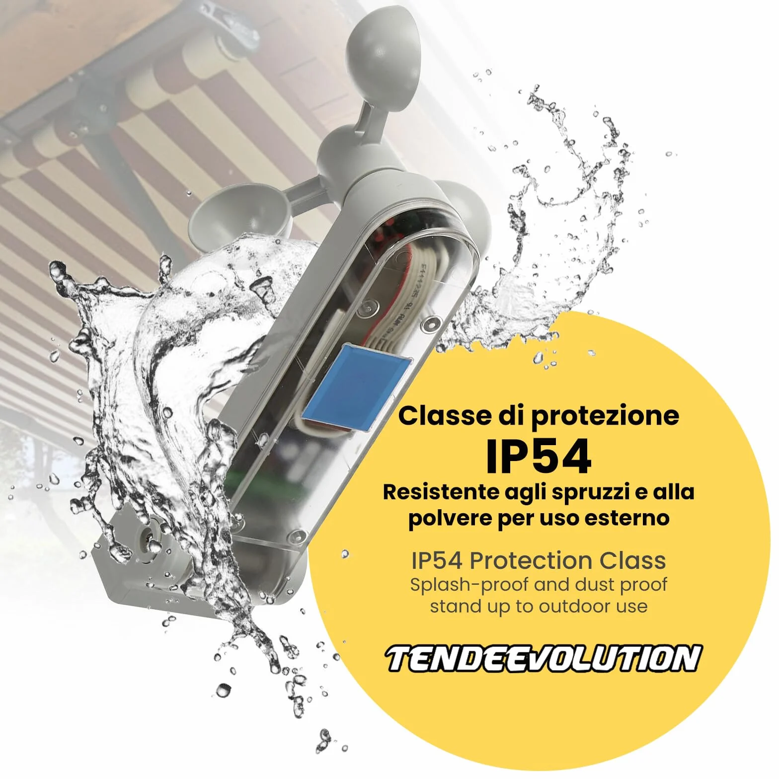TENDEEVOLUTION Central de Mando para Toldo con Mando a Distancia y Sensor de Lluvia y Viento Anemómetro Exterior