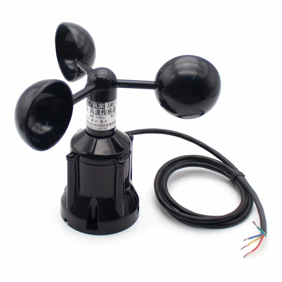 Sensor de Velocidad del Viento RS485 Policarbonato 0-30 M/S Anemómetro Tres Cazoletas MODBUS-RTU