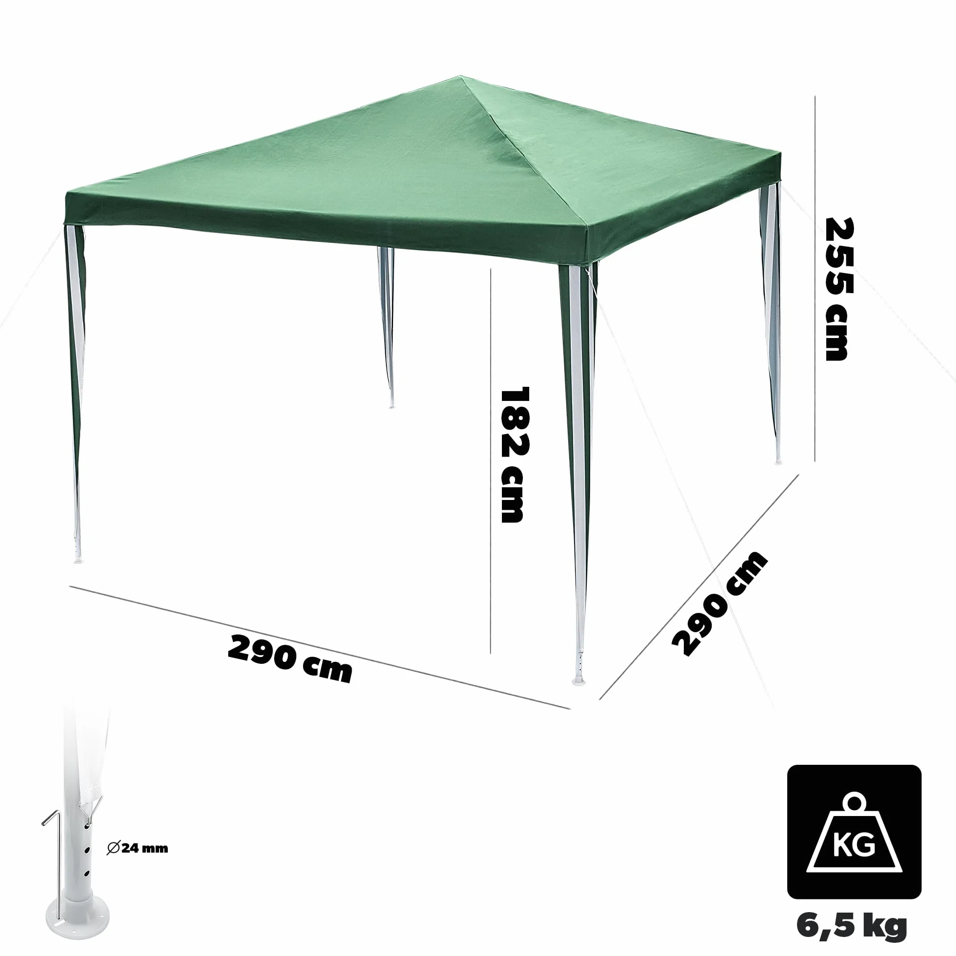 KADAX Cenador plegable para jardín 2,9x2,9x2,55 m resistente a la intemperie verde