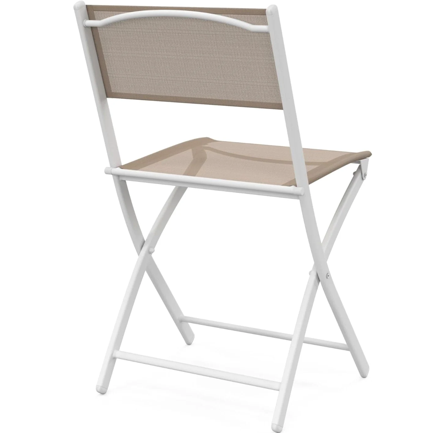 IDMarket - Juego de 6 sillas de jardín plegables Bastia metal y textileno blanco y beige