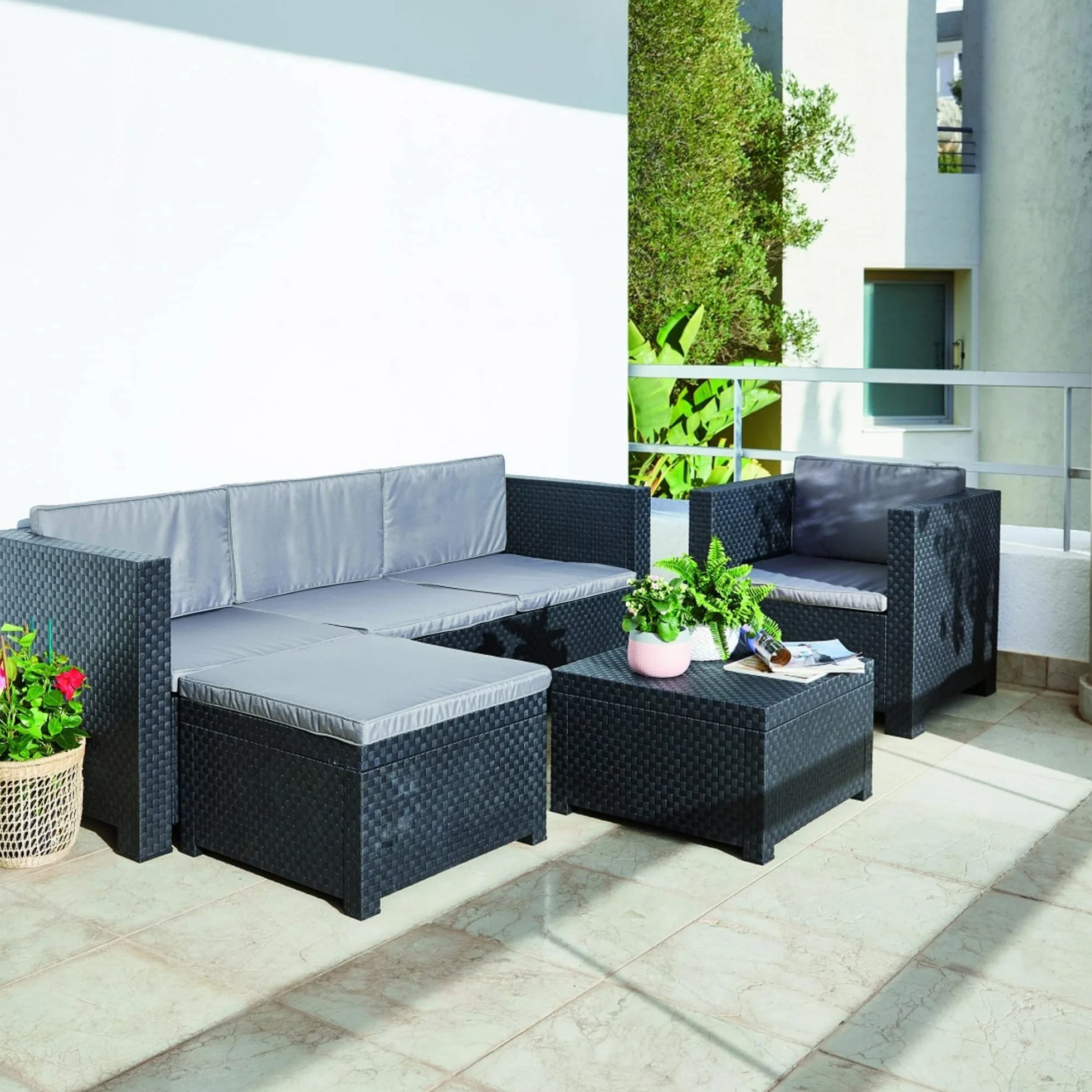 Set Muebles de Salon Exterior 5 Plazas SP Berner Manhattan Grafito