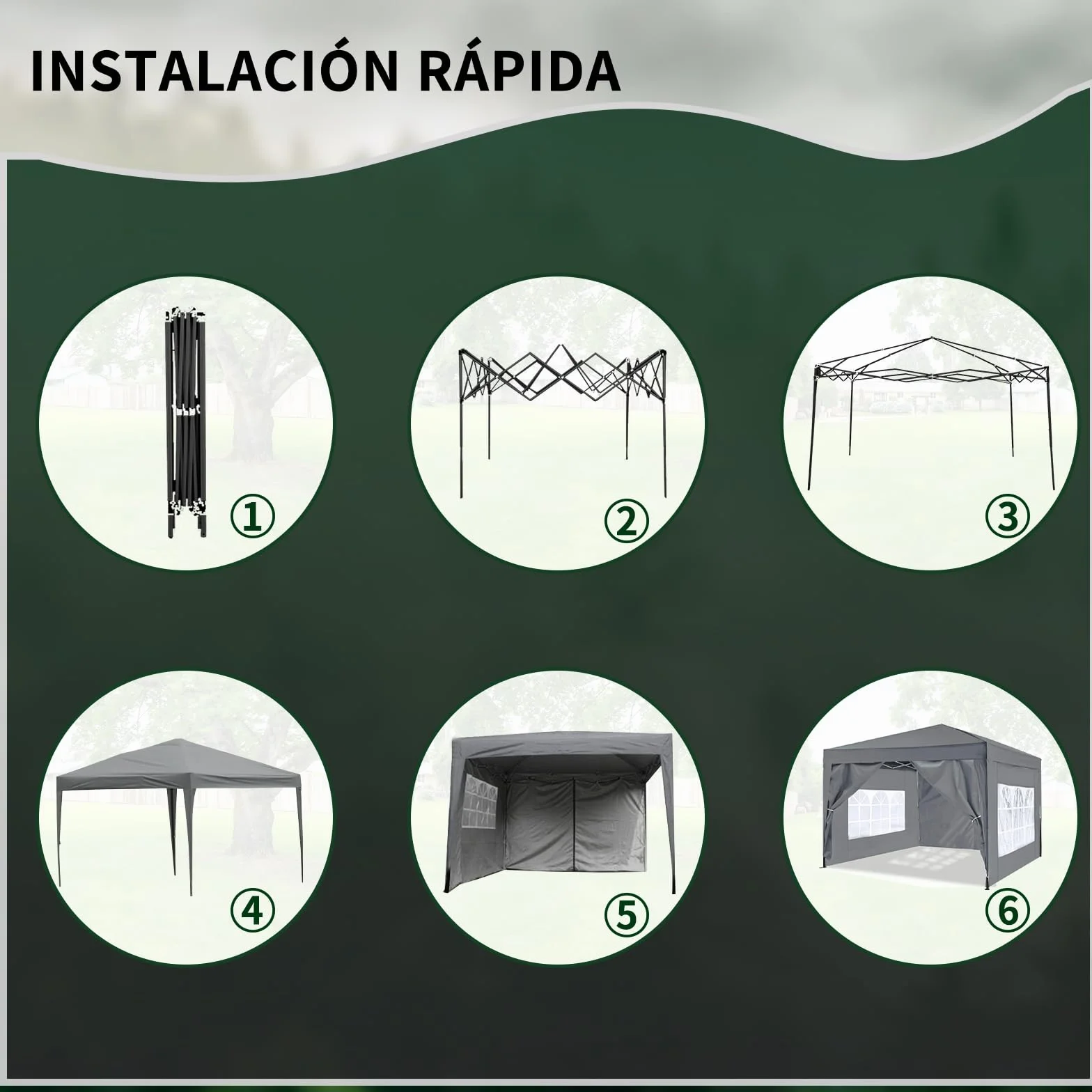 ISE Carpa Plegable 3x3, pergolas de Jardin Robusto, Carpas para Exteriores con 4 Paredes pergolas de Laterales para Reception, Fiesta, Camping, Festival, Cerveza, Carpa Camping Gris