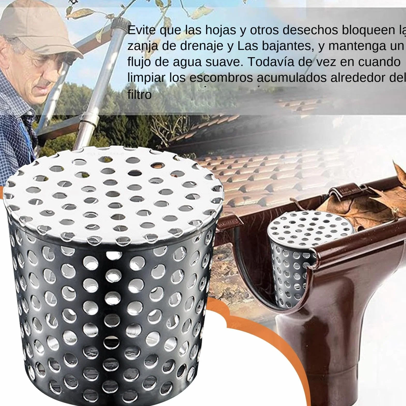 Rejilla De Drenaje En Acero Inoxidable para Bajantes Protector Cubierta para Desagüe Exterior